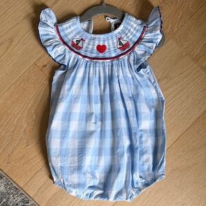 Smocked sailboat baby bubble